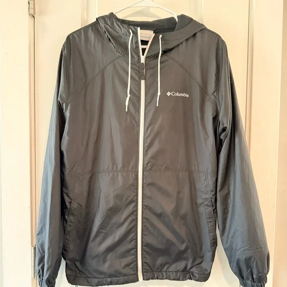 Columbia Gray Hooded Zip Windbreaker Jacket Size Large - Picture 2 of 4